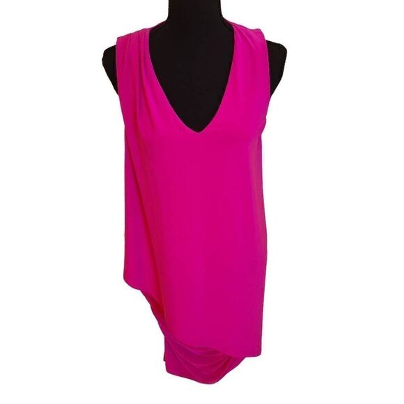 Last Tango Womens Sleeveless Asymmetric Top Layer Ruched Mini Pink Dress XS - Picture 2 of 15